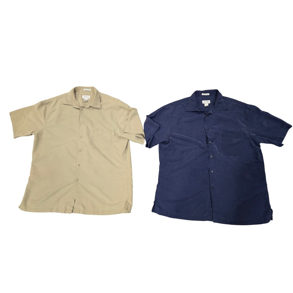 Alfani Mens XL Short Sleeve Button Down Shirts Bundle of 2‎